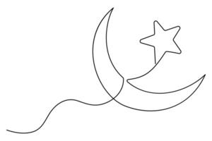 Unique one line drawing of the moon and star for elegant artistic designs vector