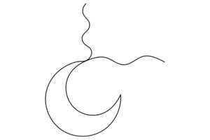 Modern one line continuous drawing of the moon and star for unique art vector