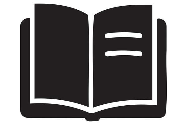 Silhouette of book icon white background