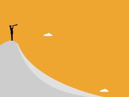 Businessman with vision predicting the future on top of a high mountain vector