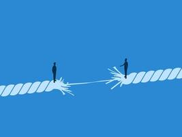 Final Trust, Two Businessmen Negotiating on a Rope That's About to Break vector