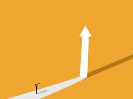 Forecasting growth, businessman on the street looking at an arrow pointing up vector