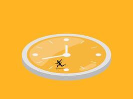 Businessman running on a clock that keeps spinning vector