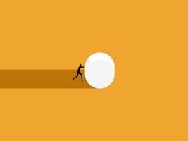 Gain an advantage over competitors, businessman pushes easy cylindrical objects vector