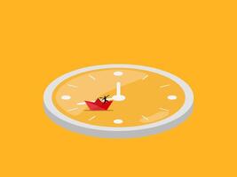 Time and travel, businessman sailing on a clock vector