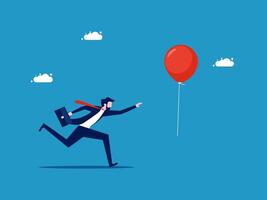 businessman running with red balloon in the air vector