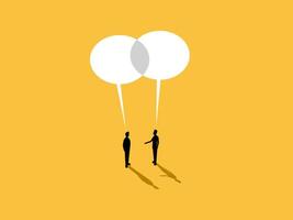 Same idea, two businessmen negotiating with big speech bubbles next to each other vector