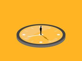 Working time and decision making, Confident business people standing on the clock vector