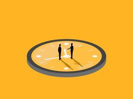 Cooperation working time, Two business people agreeing on the clock vector