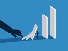 Prevent, Manage, Businessman Blocking Falling Dominoes vector