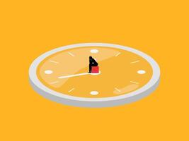 Waste of time, Businessman stressed on clock face vector