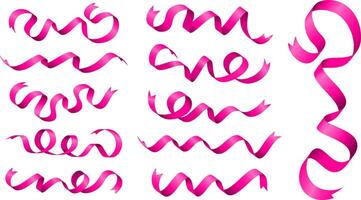 pink ribbons collection with different wave styles template of health, events, posters, banners vector