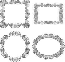 A set of decorative frames in ethnic style. A set of ethnic style frames, black and white outline. Black and white silhouette, and illustration. illustration vector