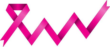 geometrical abstract pink ribbon with long up rising tale template vector