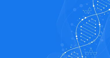 DNA structure with particles banner background template in blue vector