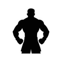 Silhouette of muscular man posing with power and confidence vector