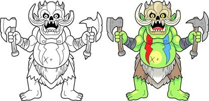 funny fantasy orc coloring book vector