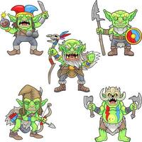evil goblins and orcs images set vector