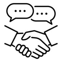 Handshake with speech bubbles icon vector