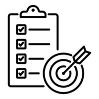 Checklist on clipboard with target and arrow illustration vector