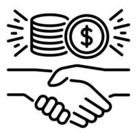 handshake with money line icon vector