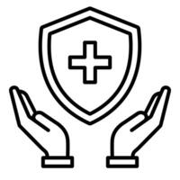 Two hands supporting a shield with a cross sign illustration vector