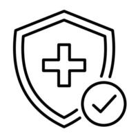 Cross sign shield with checkmark line icon vector