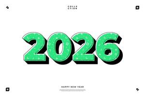 2026 Happy New Year Green 3D Numbers Geometric Pattern Design vector