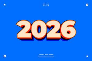 un vibrante y moderno diseño presentando el año 2026 en varios color vector