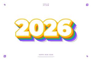 2026 contento nuevo año vistoso retro diseño vector