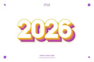 2026 Happy New Year Design Bold 3D Numbers Gradient Colors vector