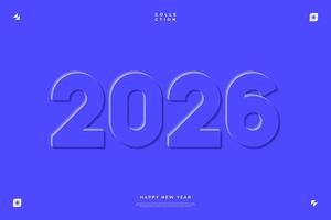 2026 Happy New Year Blue 3D Number Design Background vector