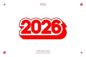 2026 Happy New Year Red Number Design Graphic vector