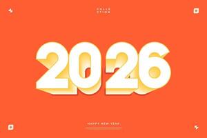 2026 Happy New Year Orange Background 3D Numbers Design vector