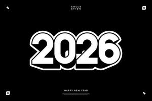 2026 Happy New Year Bold Modern Typographic Design vector