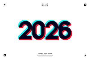2026 Happy New Year Glitch Effect Design vector