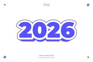 2026 Happy New Year Design Blue Number 3D Style Festive vector