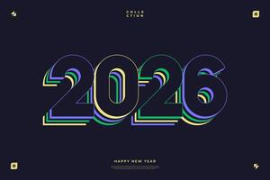 2026 Happy New Year Design Colorful layered Numbers Modern Style vector