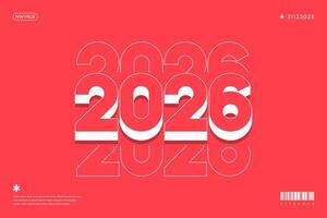 2026 New Year Design Red Number Background Holiday Card vector