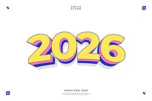 2026 contento nuevo año vistoso 3d número diseño vector
