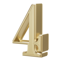 Number 4 Golden - 3D Rendering png