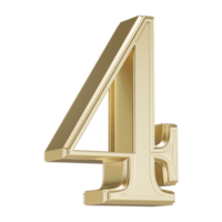 Golden Number 4 - 3D Rendering png