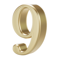 Golden Number 9 - 3D Rendering png
