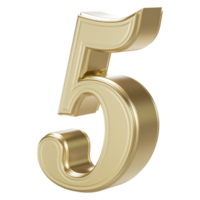 Gold Number 5 - 3D Rendering png