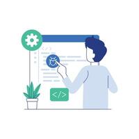 SofIT specialist searching for bugs using functional methods illustration vector