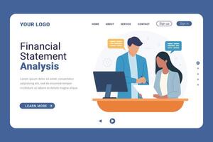 Financial Statement analysis concept design landing page template vector