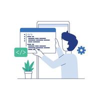 SoftwSoftware developer trial program code for mobile app flat illustration vector