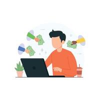 Freelancers earn income from multiple clients concept illustrationn vector