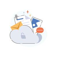 Cloud document folder for management multimedia file, cloud document work on project plan vector