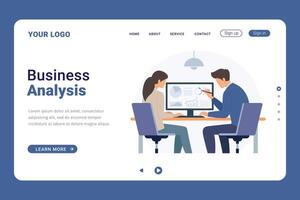 Landing Page template for business team analysis and monitoring concept vector